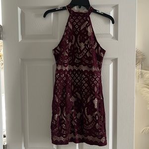 Burgundy lace special occasion dress